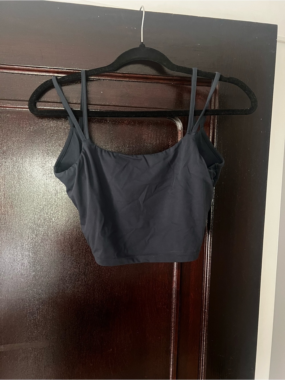 Navy Double-Strap Crop Tank Top